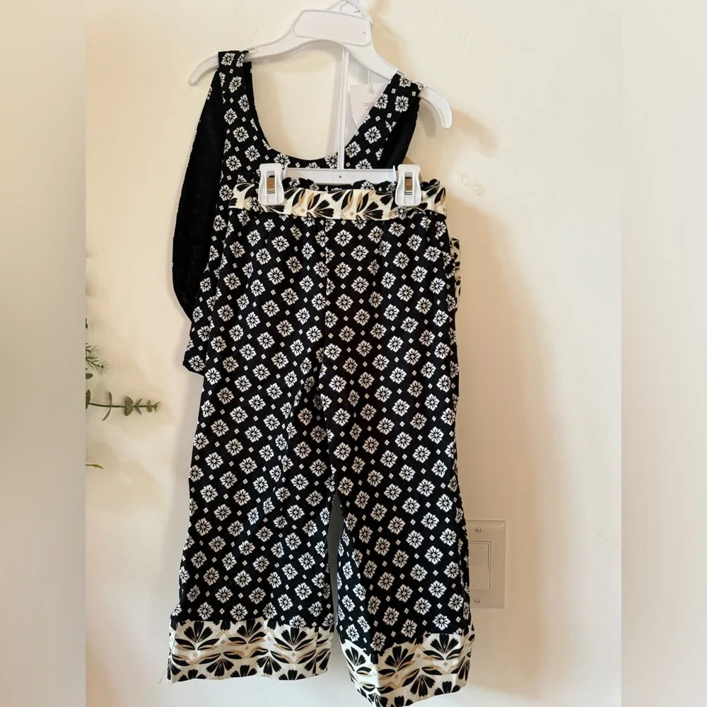 Sigrid Olsen Kids 3 piece outfit black white & beige purse pants top NWT Size 4